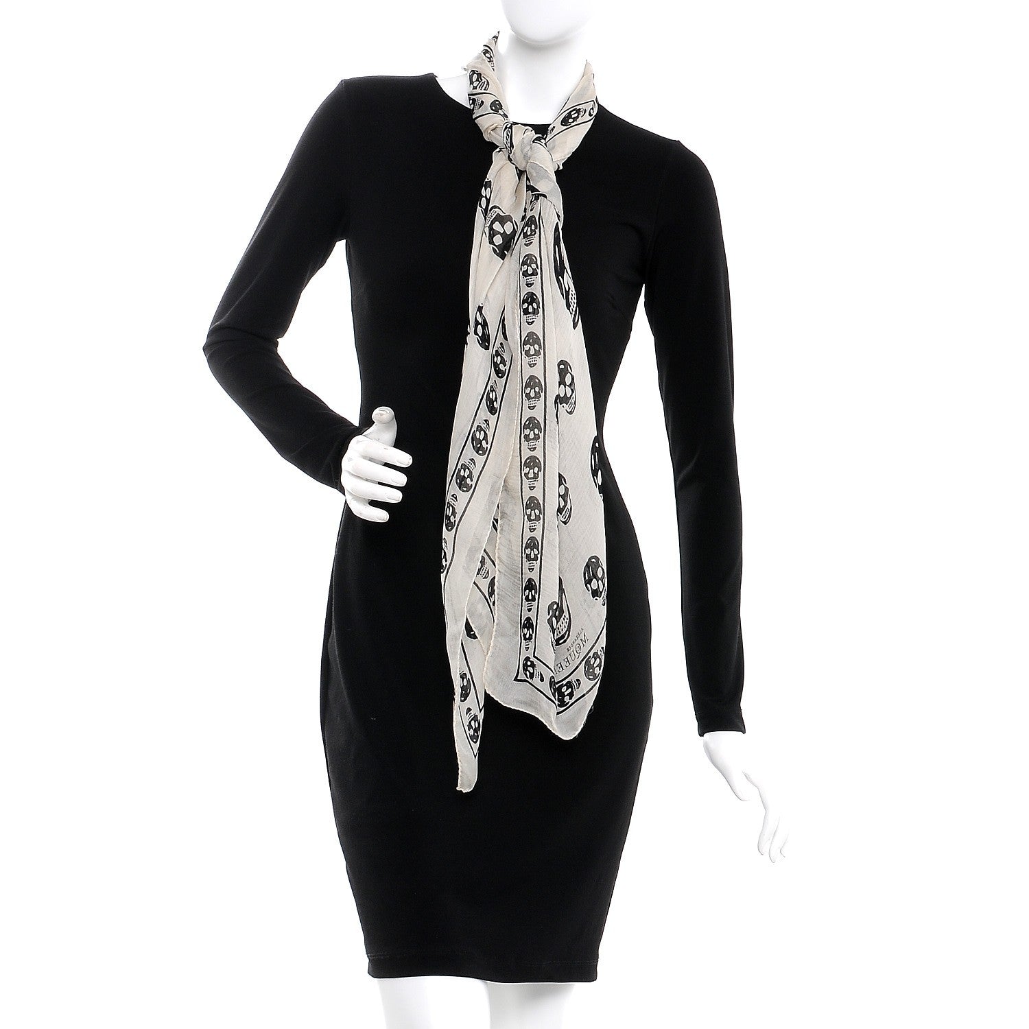 Alexander McQueen Silk Chiffon Skull Scarf Ivory Black 2 of 4