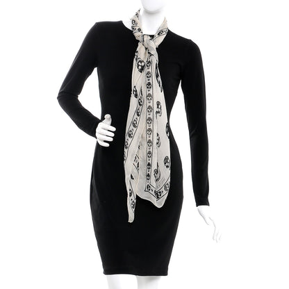 Alexander McQueen Silk Chiffon Skull Scarf Ivory Black 2 of 4