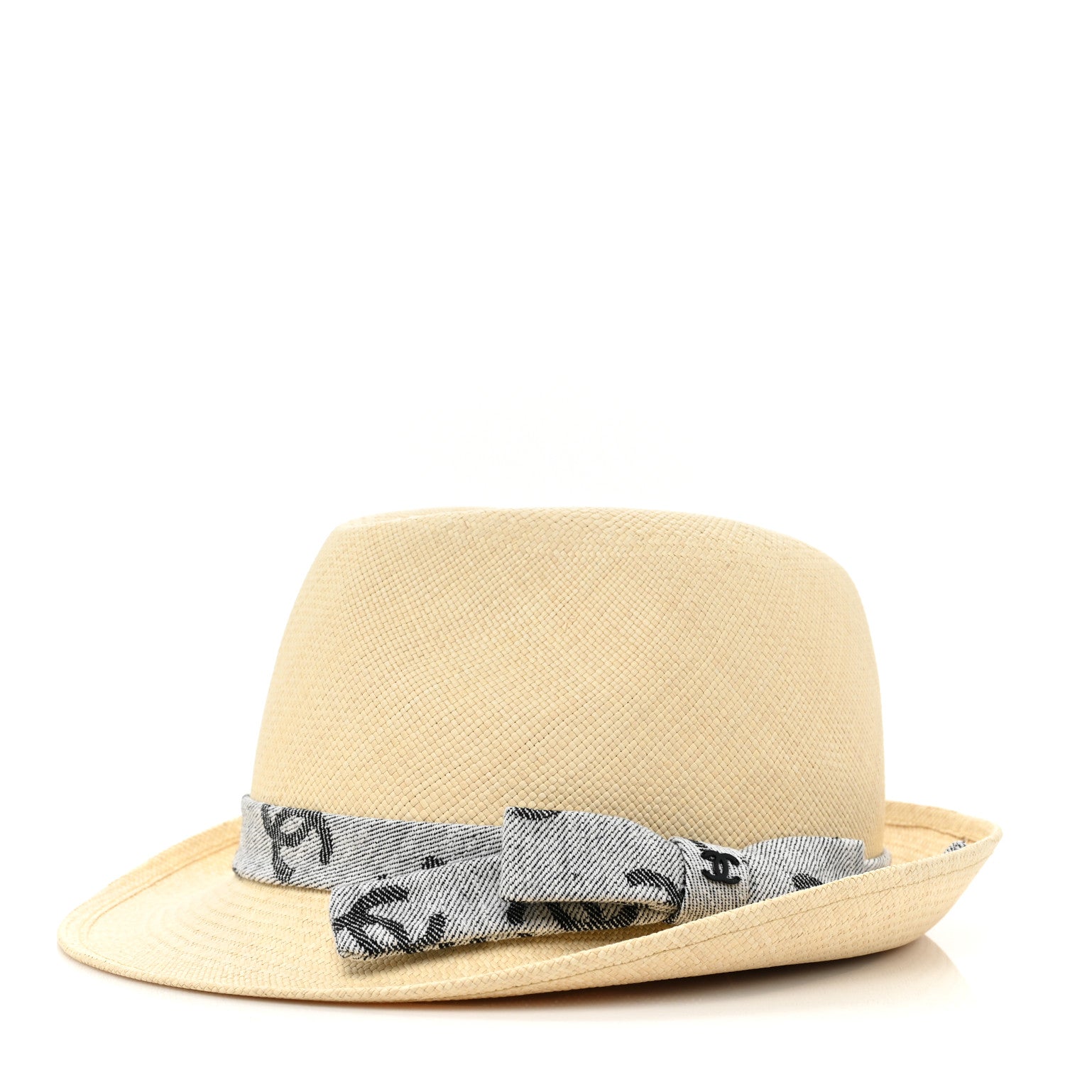 Chanel Straw CC Fedora Hat M Beige 1 of 7