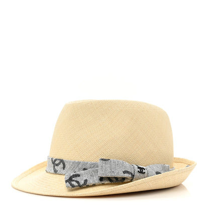 Chanel Straw CC Fedora Hat M Beige 1 of 7