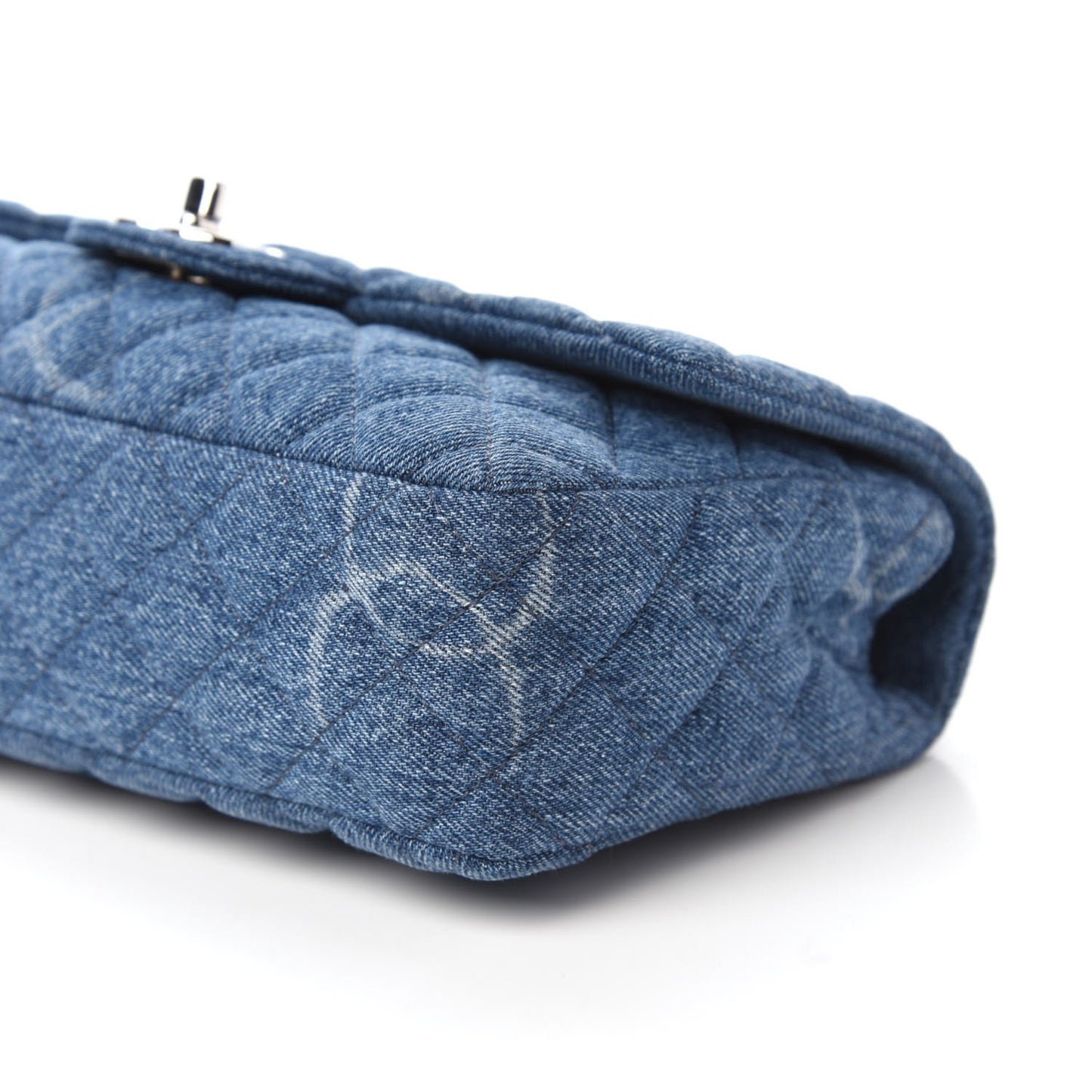Denim Quilted CC Print Medium Single Flap Blue