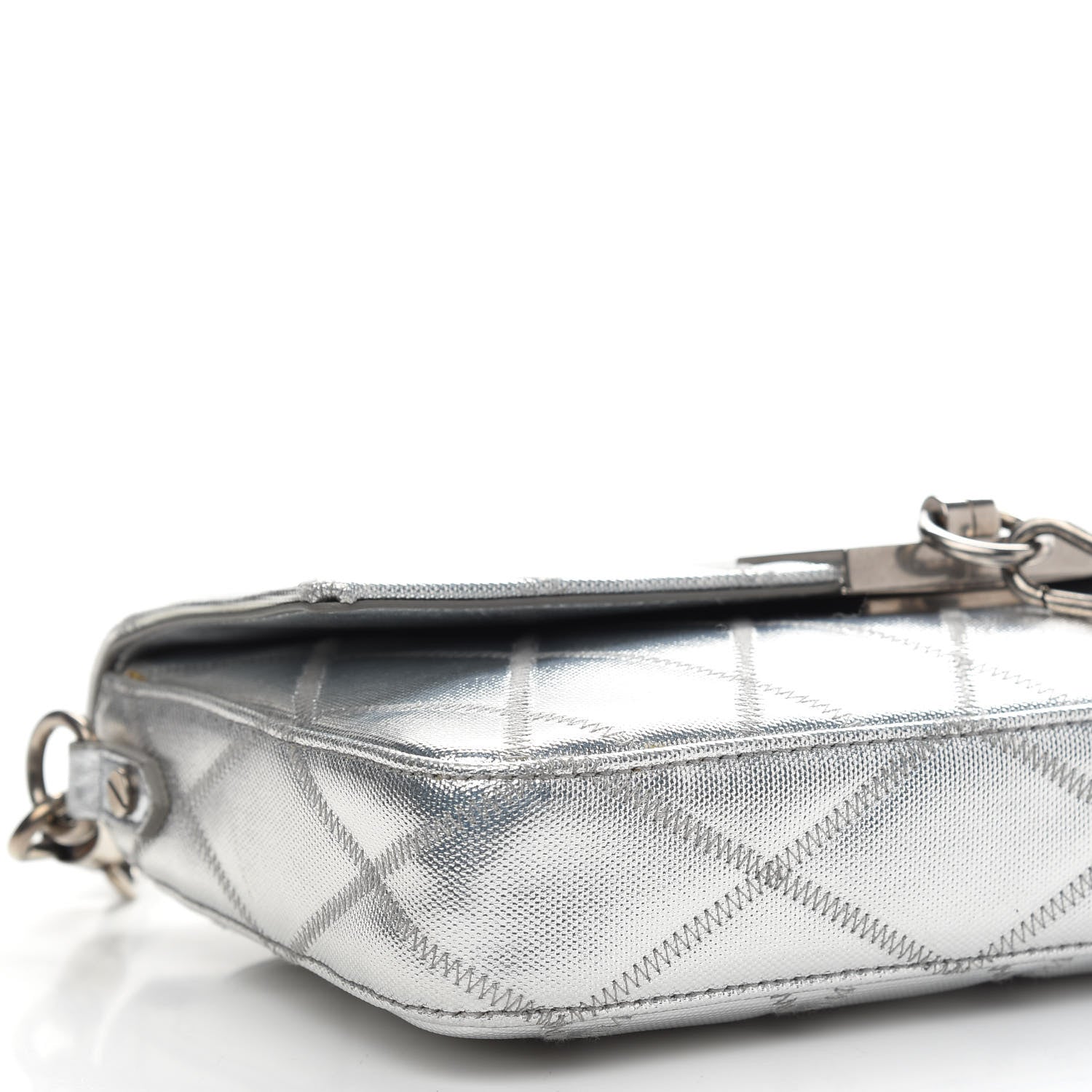 Givenchy Metallized Canvas Charm Shoulder Bag Silver 7 of 8