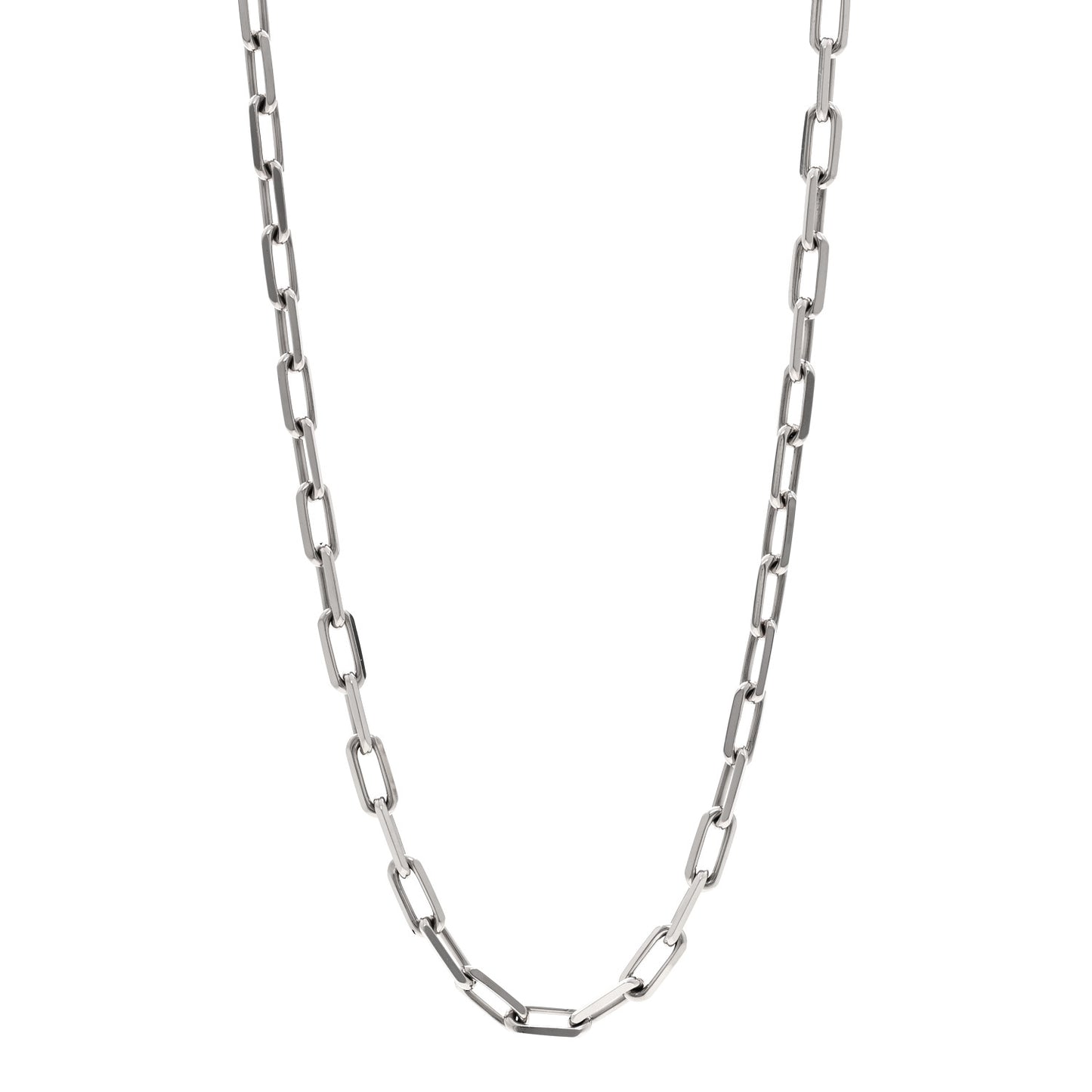 18K White Gold Medium Santos De Cartier Link Necklace