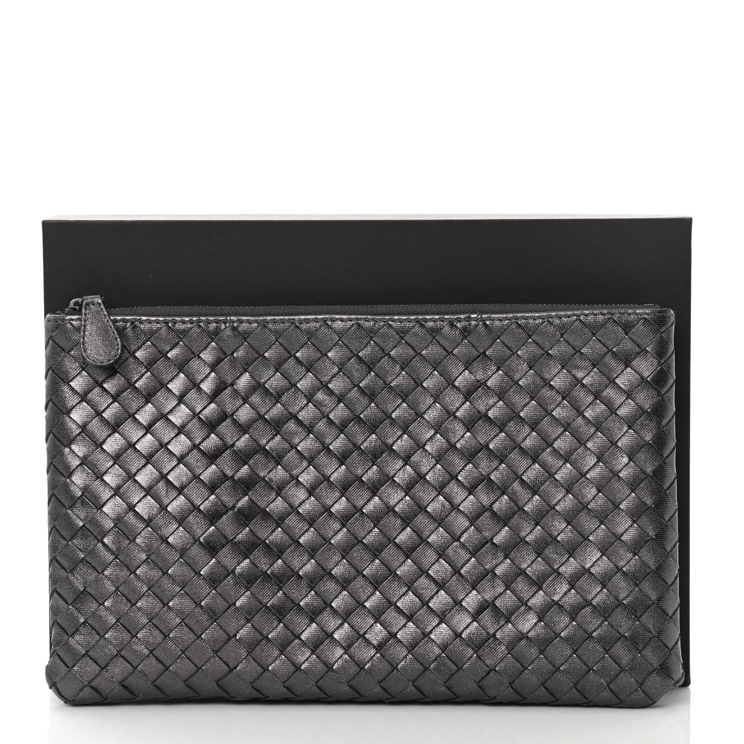 Bottega Veneta Nappa Intrecciato Flat Zip Biletto Pouch Light Grey 8 of 8