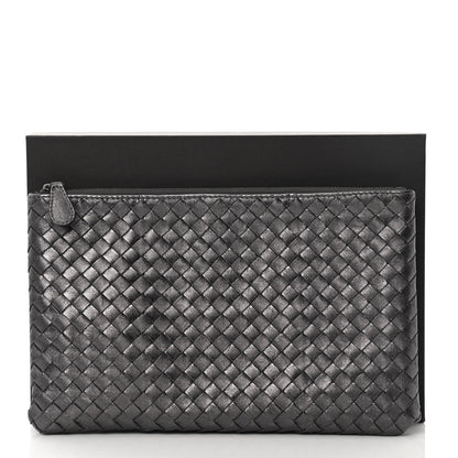 Bottega Veneta Nappa Intrecciato Flat Zip Biletto Pouch Light Grey 8 of 8