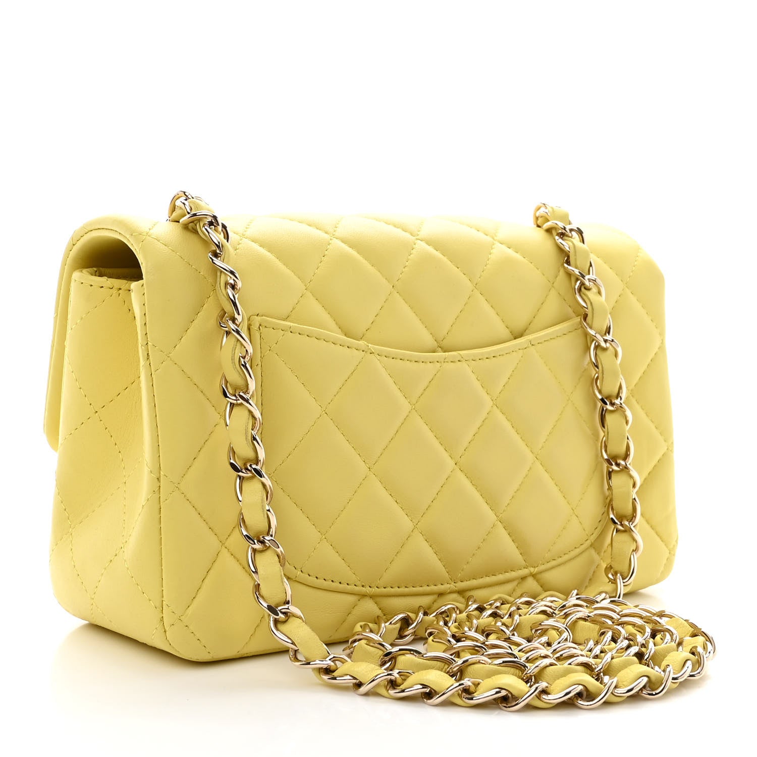 Chanel Lambskin Quilted Mini Rectangular Flap Light Yellow 3 of 11
