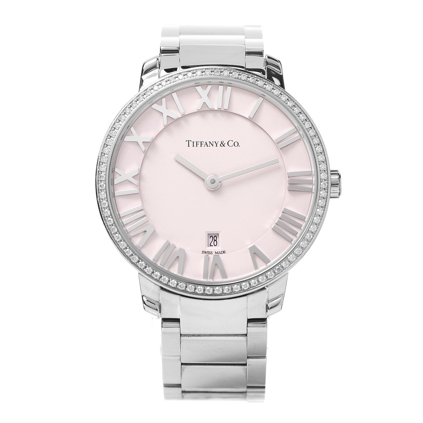 Stainless Steel Diamond Bezel 31mm Atlas 2-Hand Quartz Watch Pink