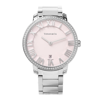 Tiffany Stainless Steel Diamond Bezel 31mm Atlas 2-Hand Quartz Watch Pink 1 of 6
