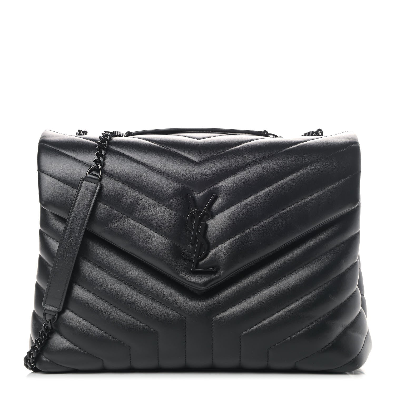 Saint Laurent Calfskin Y Quilted Monogram Medium Loulou Chain Satchel Black 1 of 6
