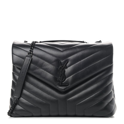 Saint Laurent Calfskin Y Quilted Monogram Medium Loulou Chain Satchel Black 1 of 6