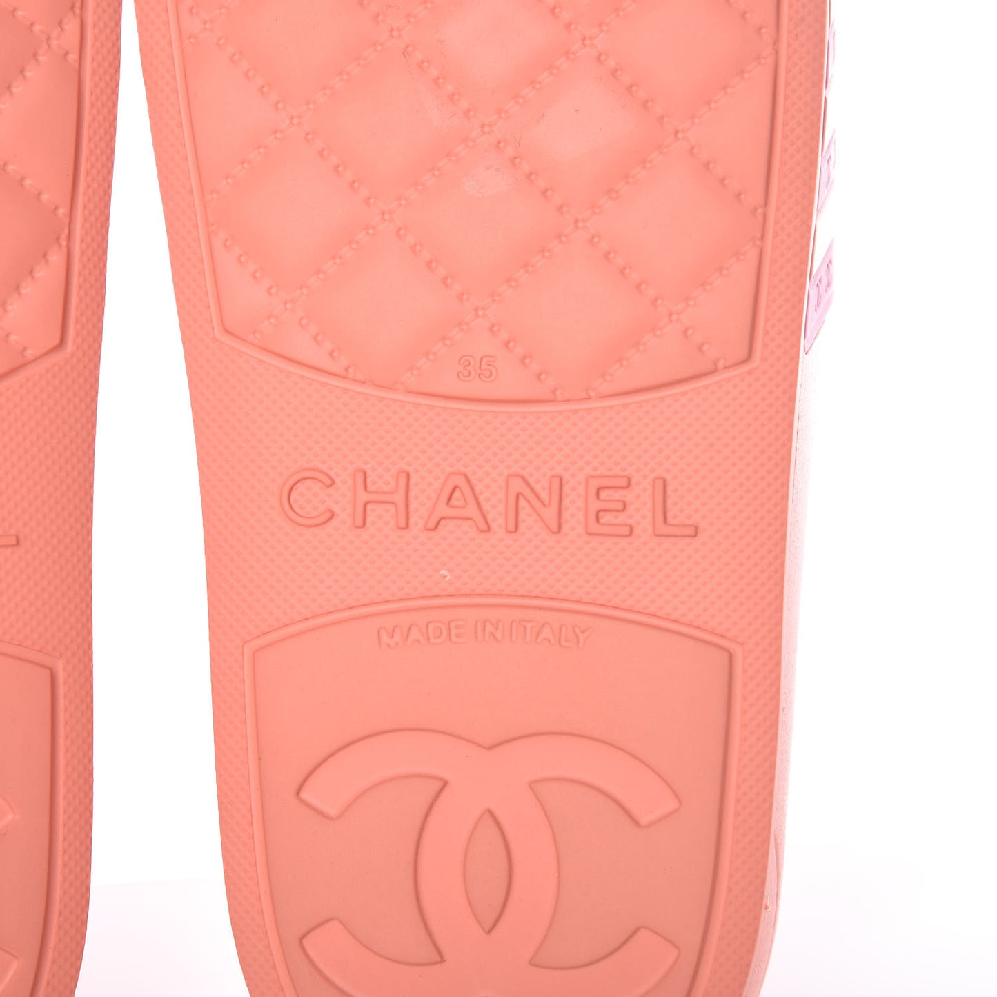 Rubber CC Flat Slide Sandals 35 Orange Pink