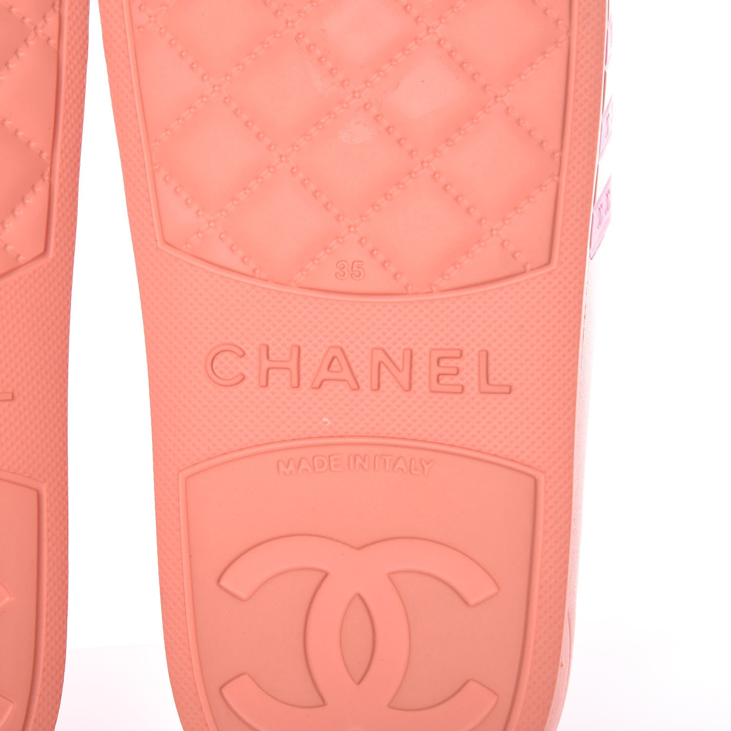Chanel Rubber CC Flat Slide Sandals 35 Orange Pink 6 of 8