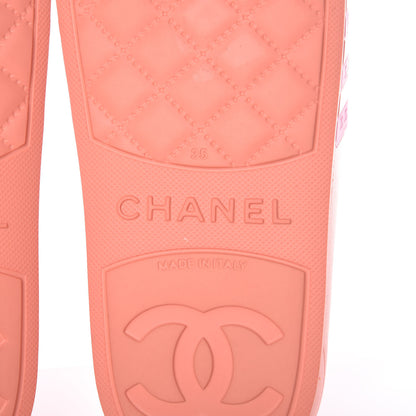 Chanel Rubber CC Flat Slide Sandals 35 Orange Pink 6 of 8
