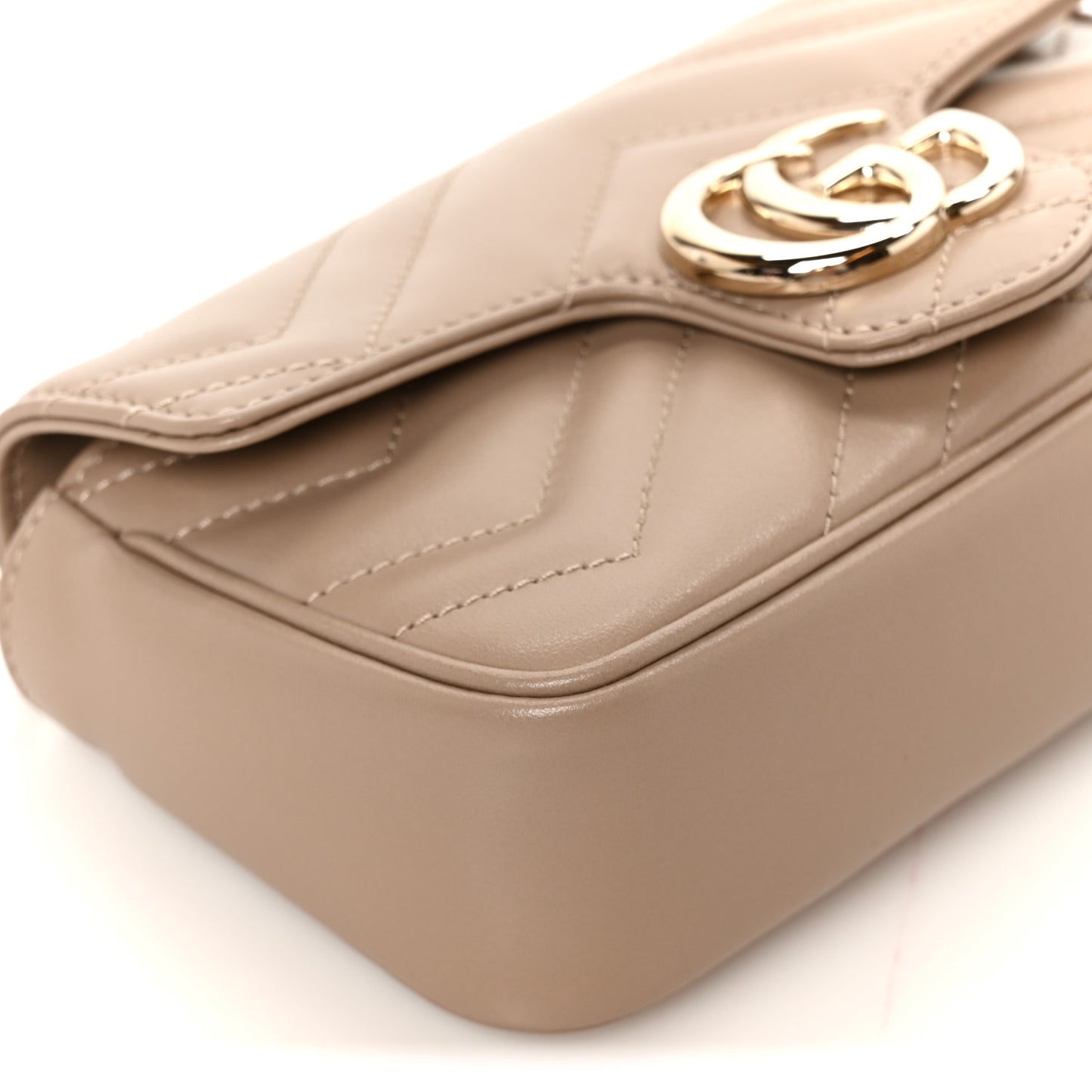 Calfskin Matelasse Super Mini GG Marmont Shoulder Bag Taupe
