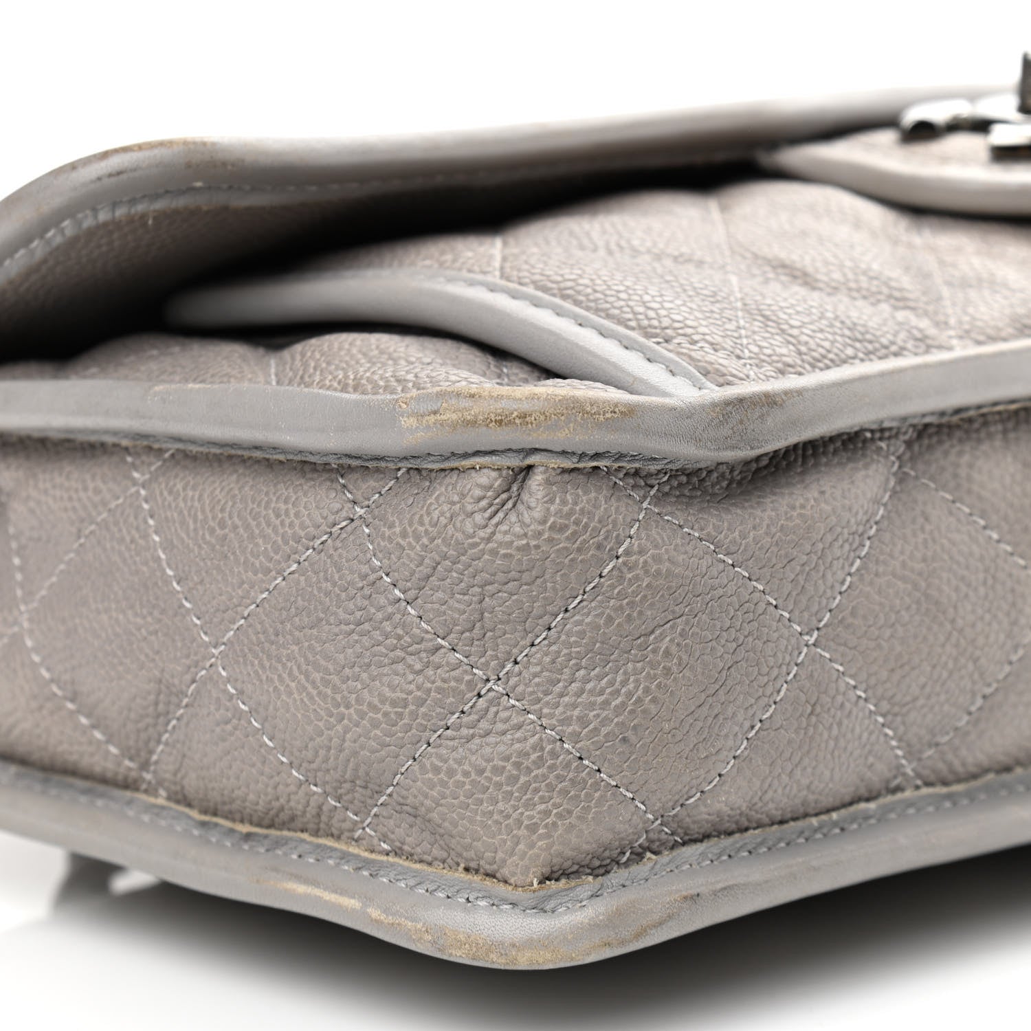 Chanel Caviar Quilted Medium French Riviera Flap Light Grey 10 of 19