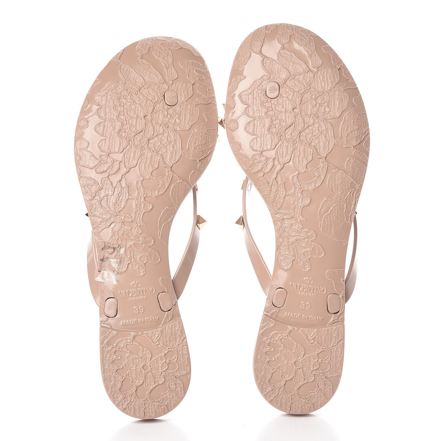 PVC Jelly Rockstud Bow Thong Sandals 39 Poudre
