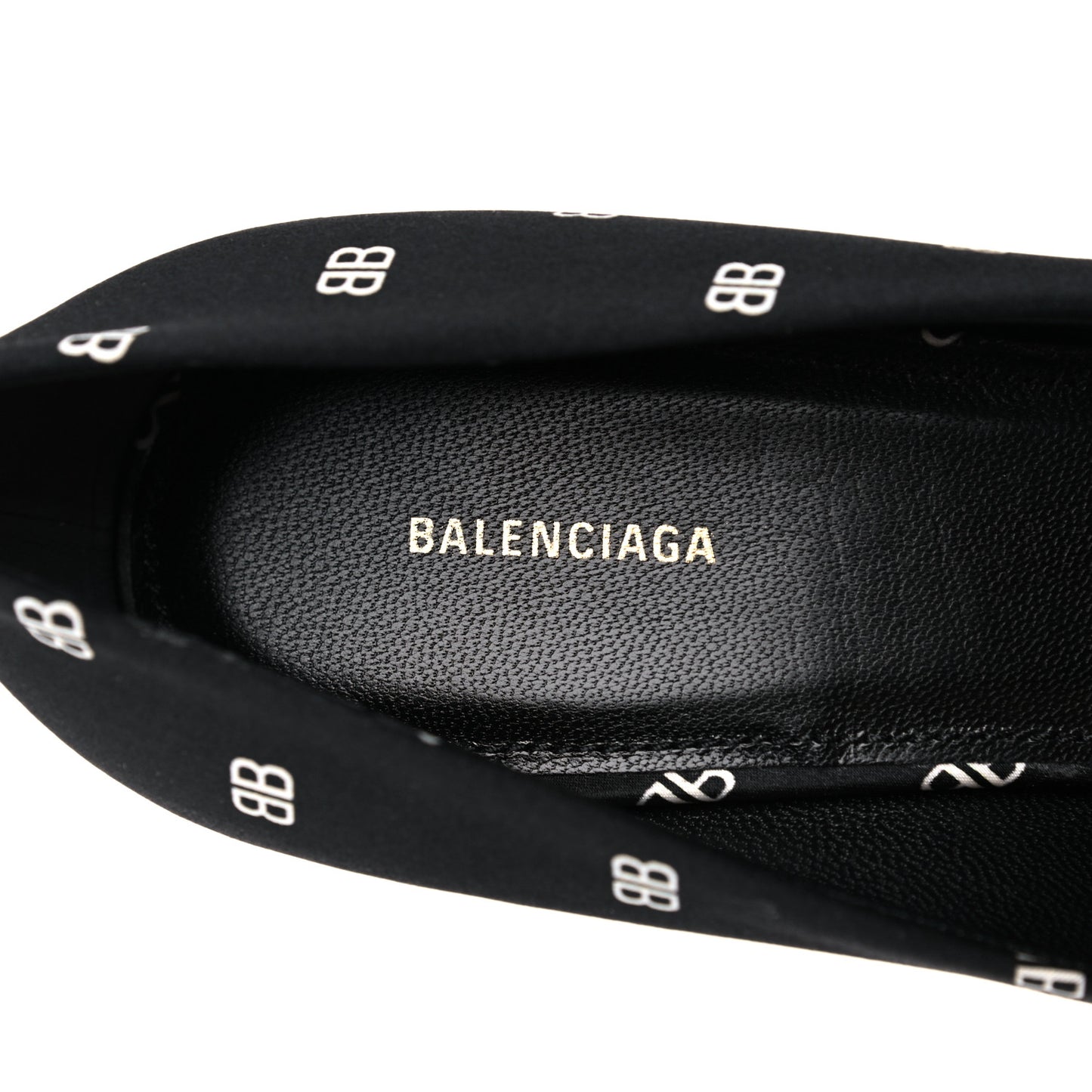 Crepe Satin BB Allover Logo Knife 80mm Pumps 38.5 Black