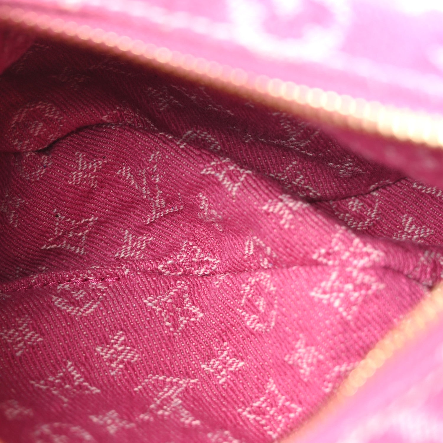 Louis Vuitton Monogram Denim Pochette Valley Fuchsia 5 of 10