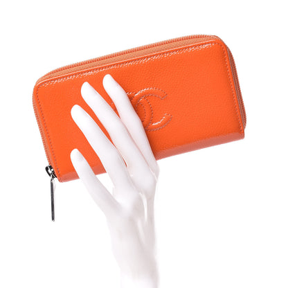 Chanel Patent Caviar Timeless Zip Around Wallet Orange 2 of 10