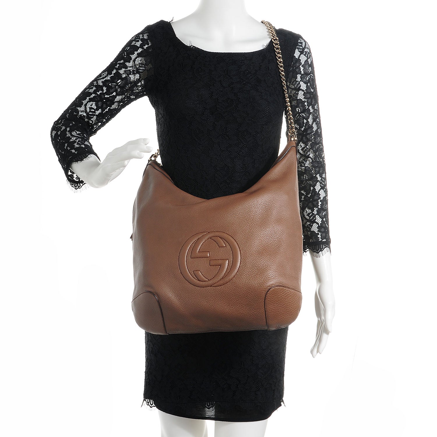 Gucci Cellarius Calfskin Medium Soho Chain Hobo Acero 2 of 9