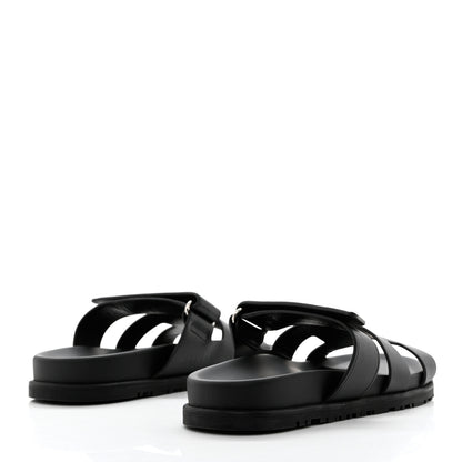 Hermes Calfskin Womens Chypre Sandals 36.5 Black 4 of 9