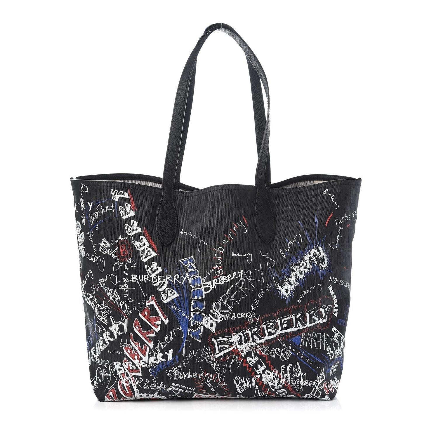 Coated Canvas Mega Check Sketchbook Medium Reversible Doodle Tote Black