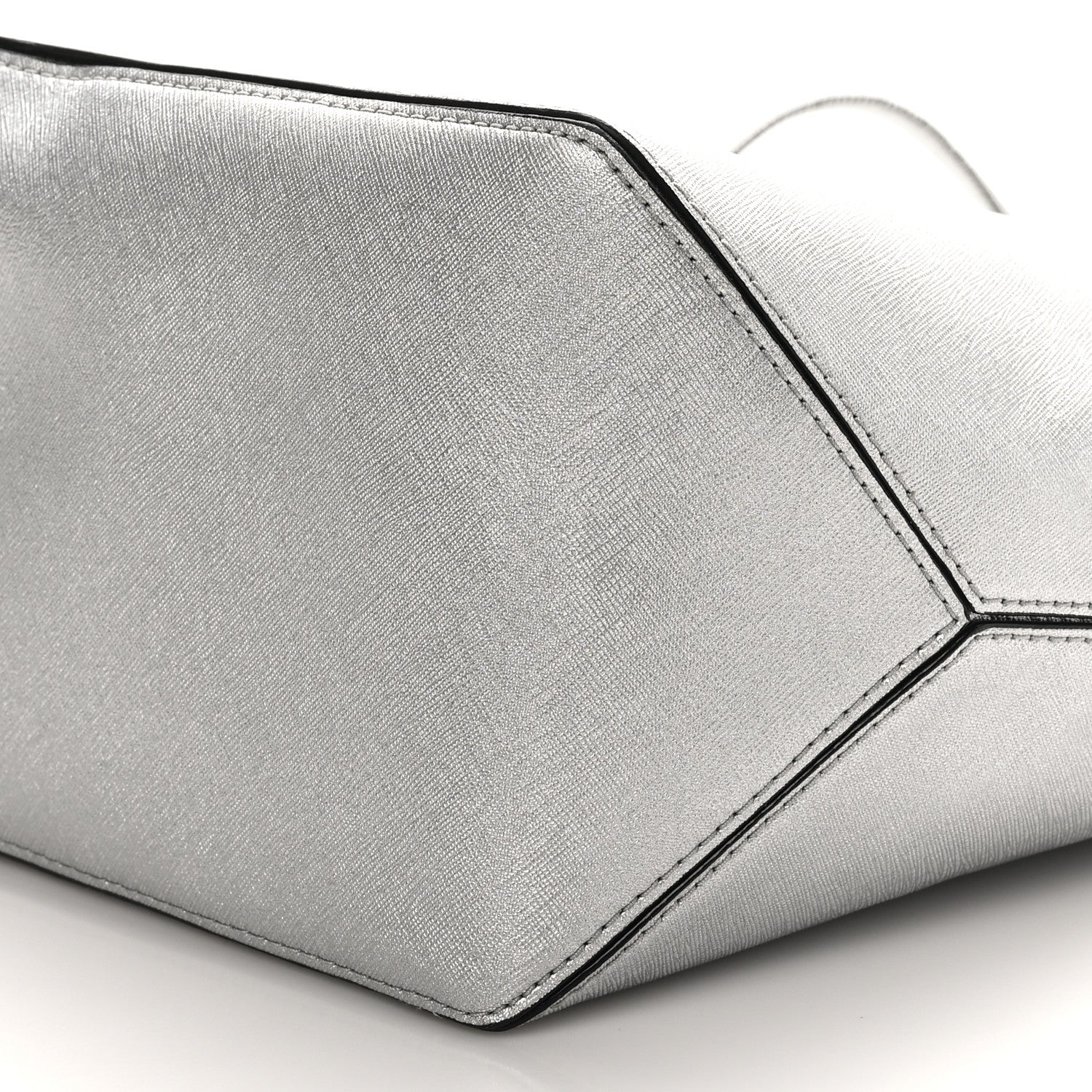 Marc Jacobs Metallic Saffiano Embossed Logo East West Shopper Tote Silver 9 of 9