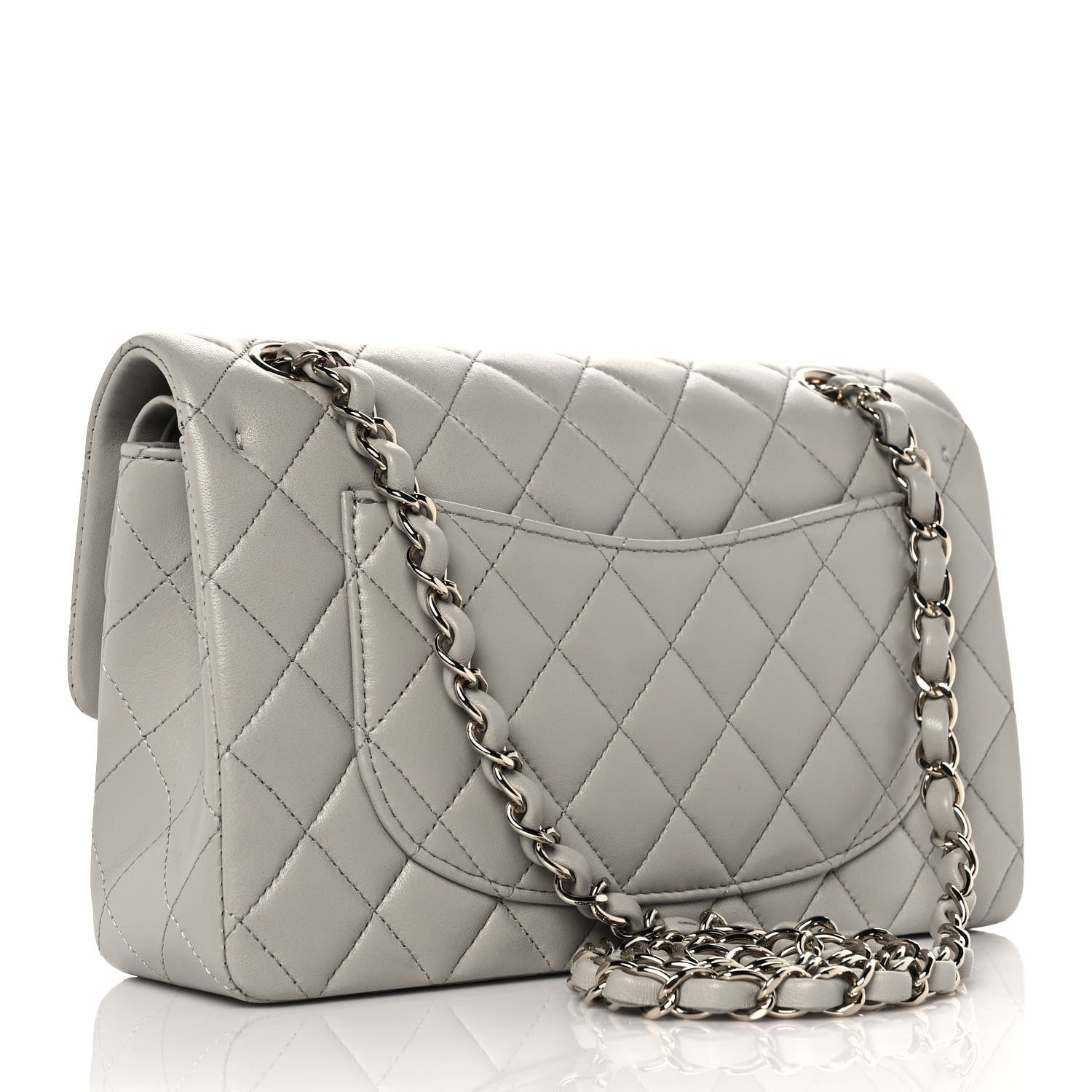 Chanel Lambskin Quilted Small Double Flap Grey 3 of 10