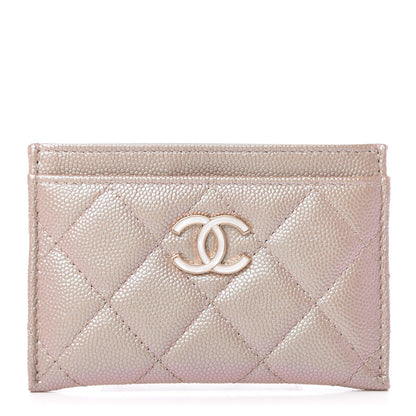 Chanel Iridescent Caviar Quilted Card Holder Beige 1 of 9