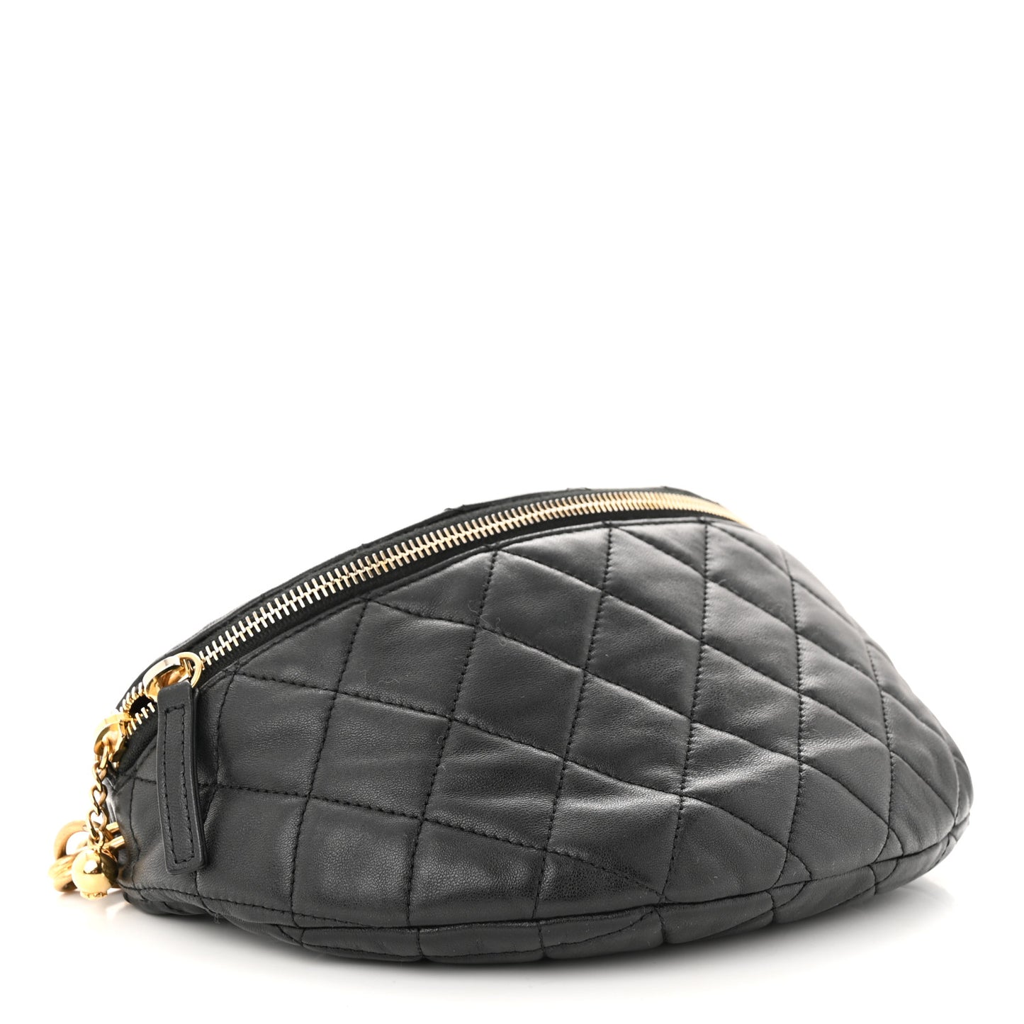 Lambskin Pearl Quilted CC Belt Bag Black