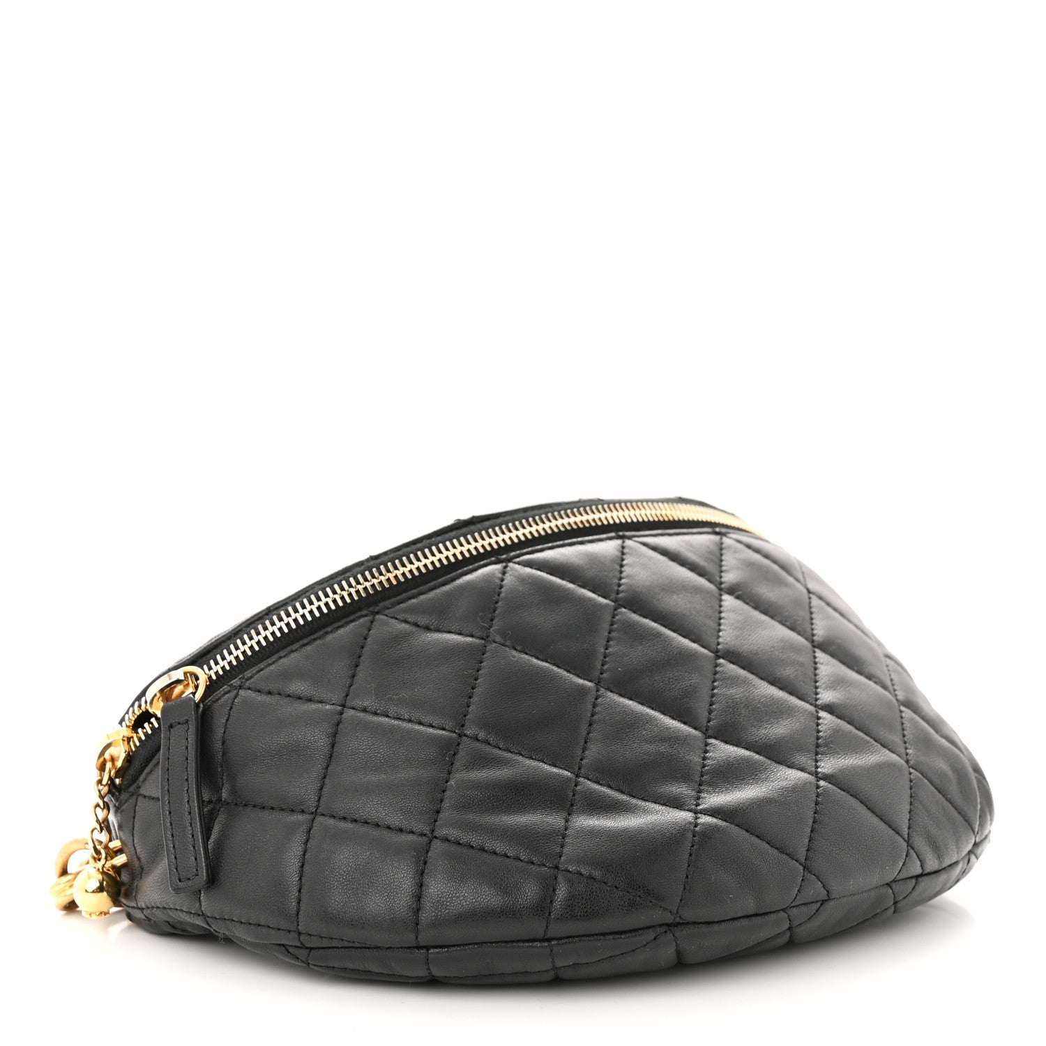 Chanel Lambskin Pearl Quilted CC Belt Bag Black 4 of 10