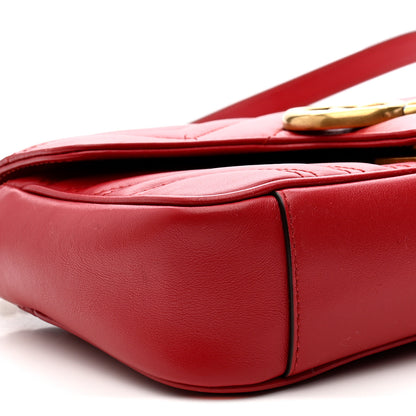 Gucci Calfskin Matelasse Mini GG Marmont Shoulder Bag Hibiscus Red 17 of 33