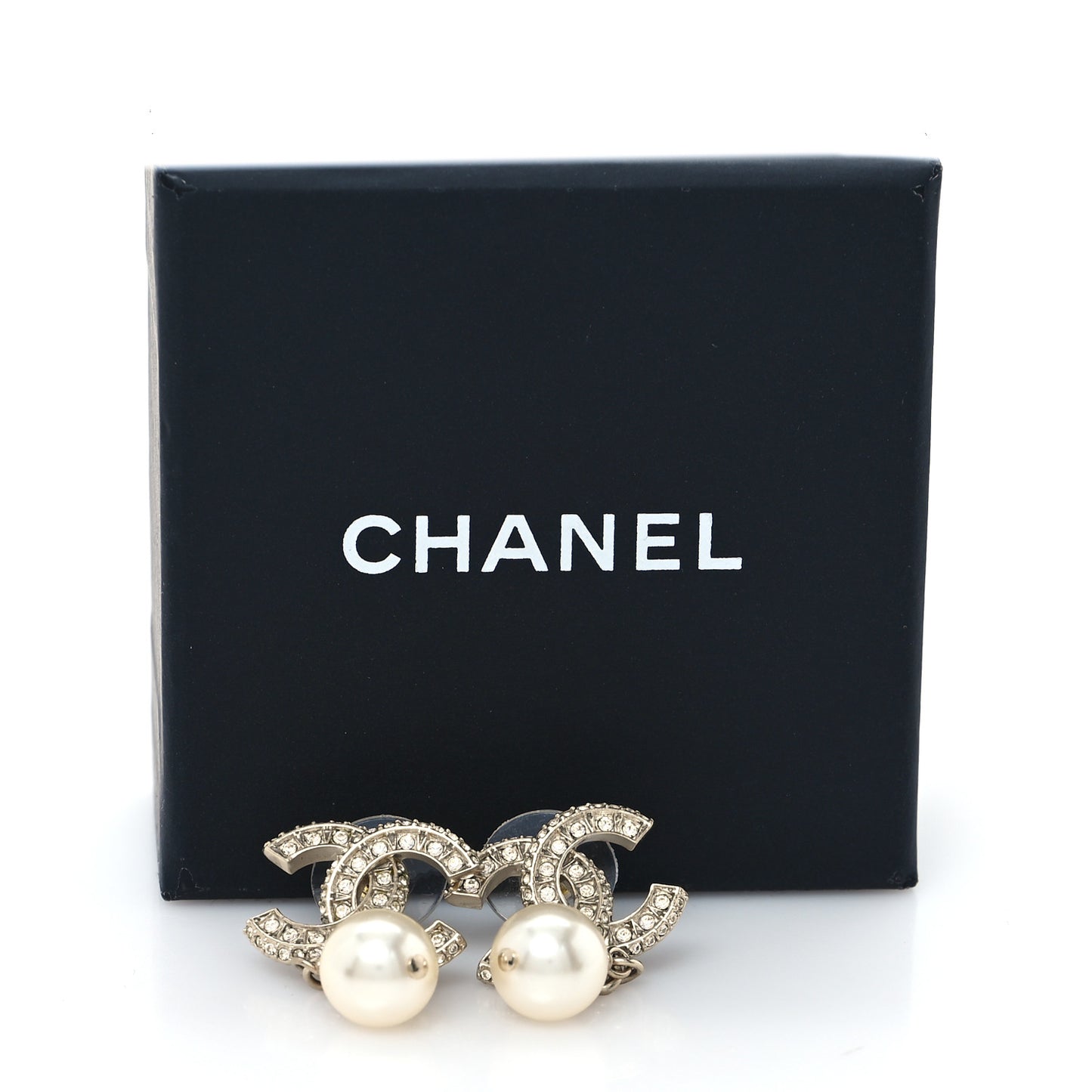 Crystal Timeless CC Pearl Drop Earrings Light Gold