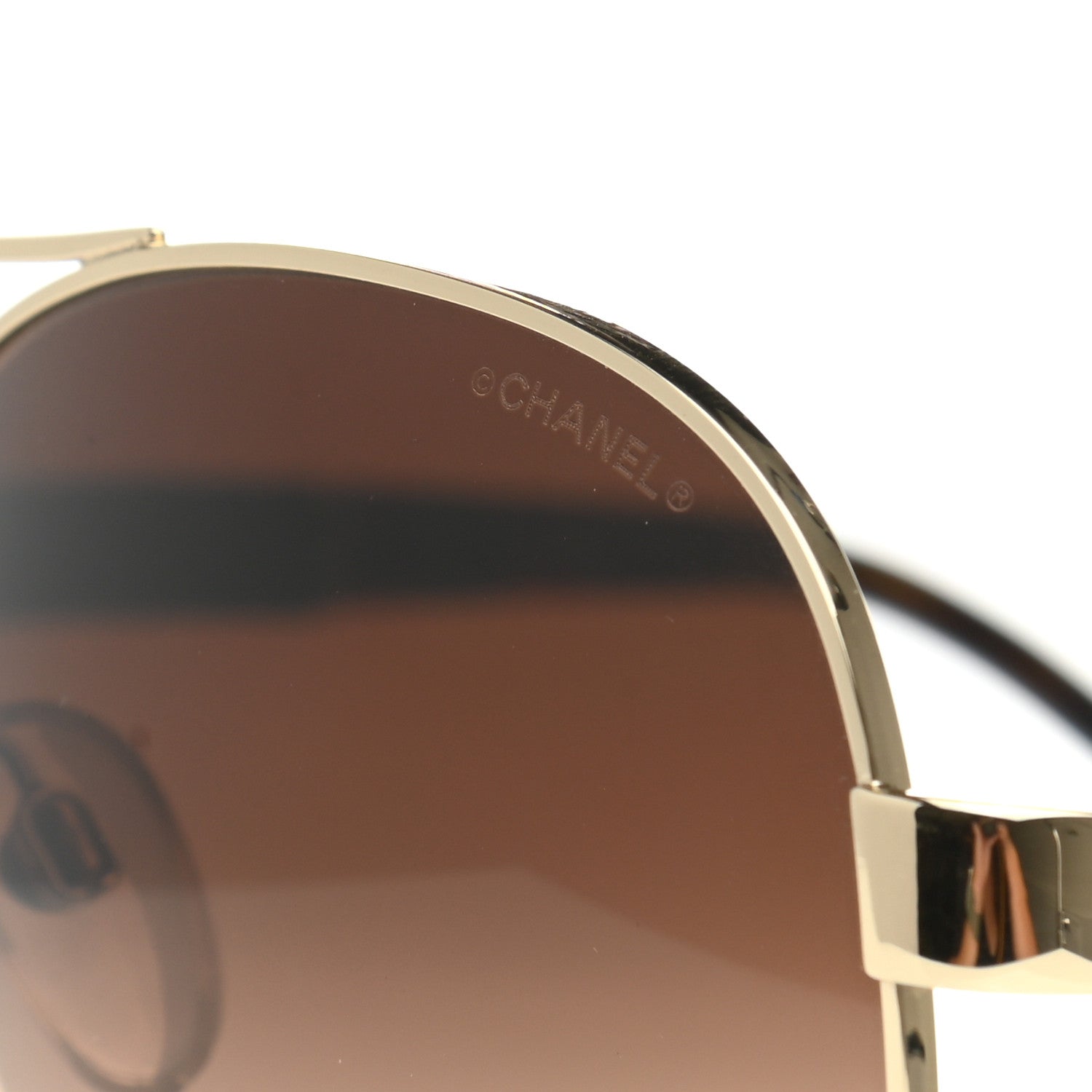 Chanel Lambskin Quilted CC Aviator Sunglasses 4195-Q Brown Gold 7 of 7