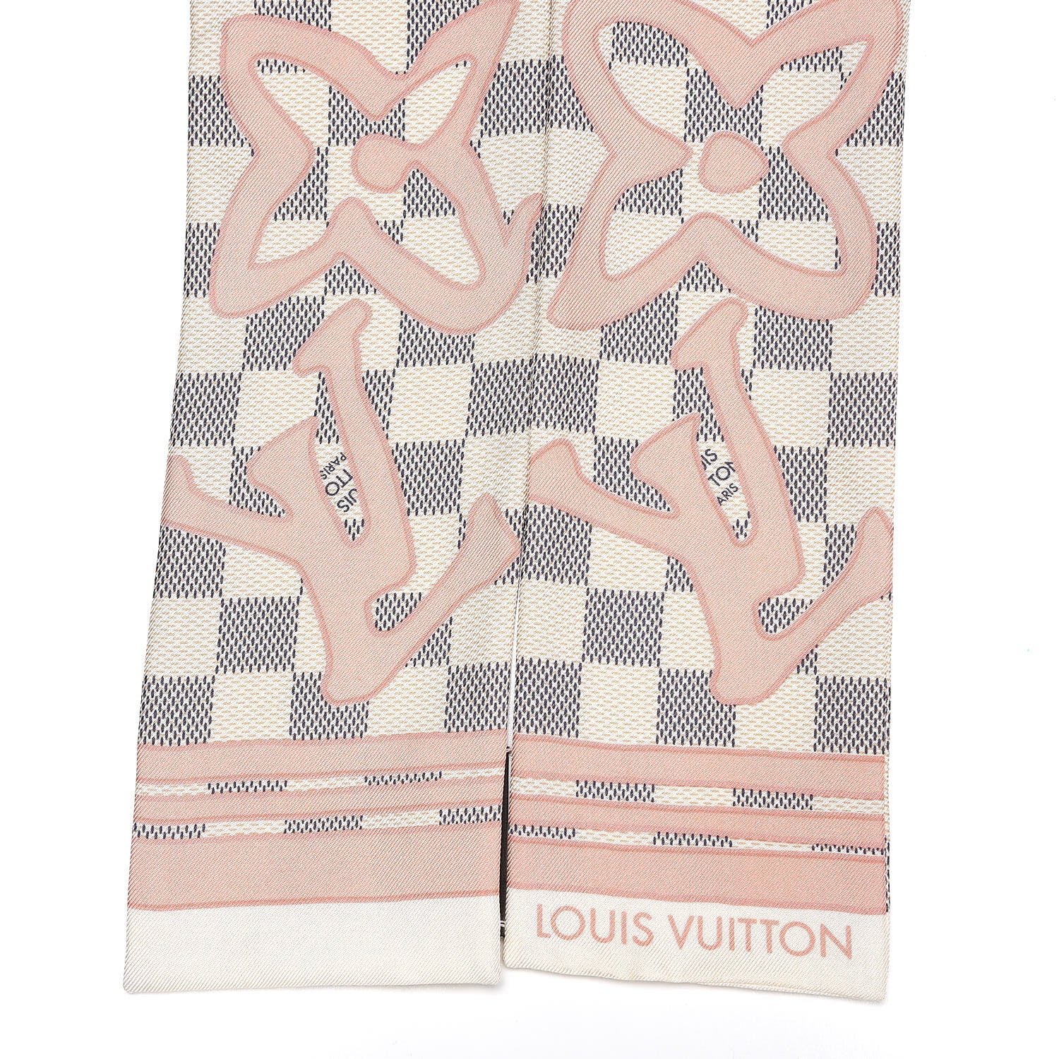Louis Vuitton Silk Damier Azur Tahitienne Bandeau Rose Ballerine 3 of 5