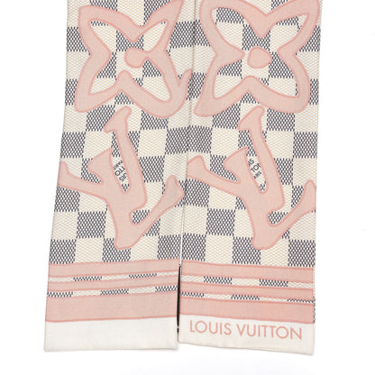 Louis Vuitton Silk Damier Azur Tahitienne Bandeau Rose Ballerine 3 of 5