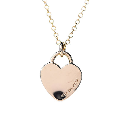 Tiffany 18K Yellow Gold Diamond Heart Locket Pendant Necklace 5 of 7