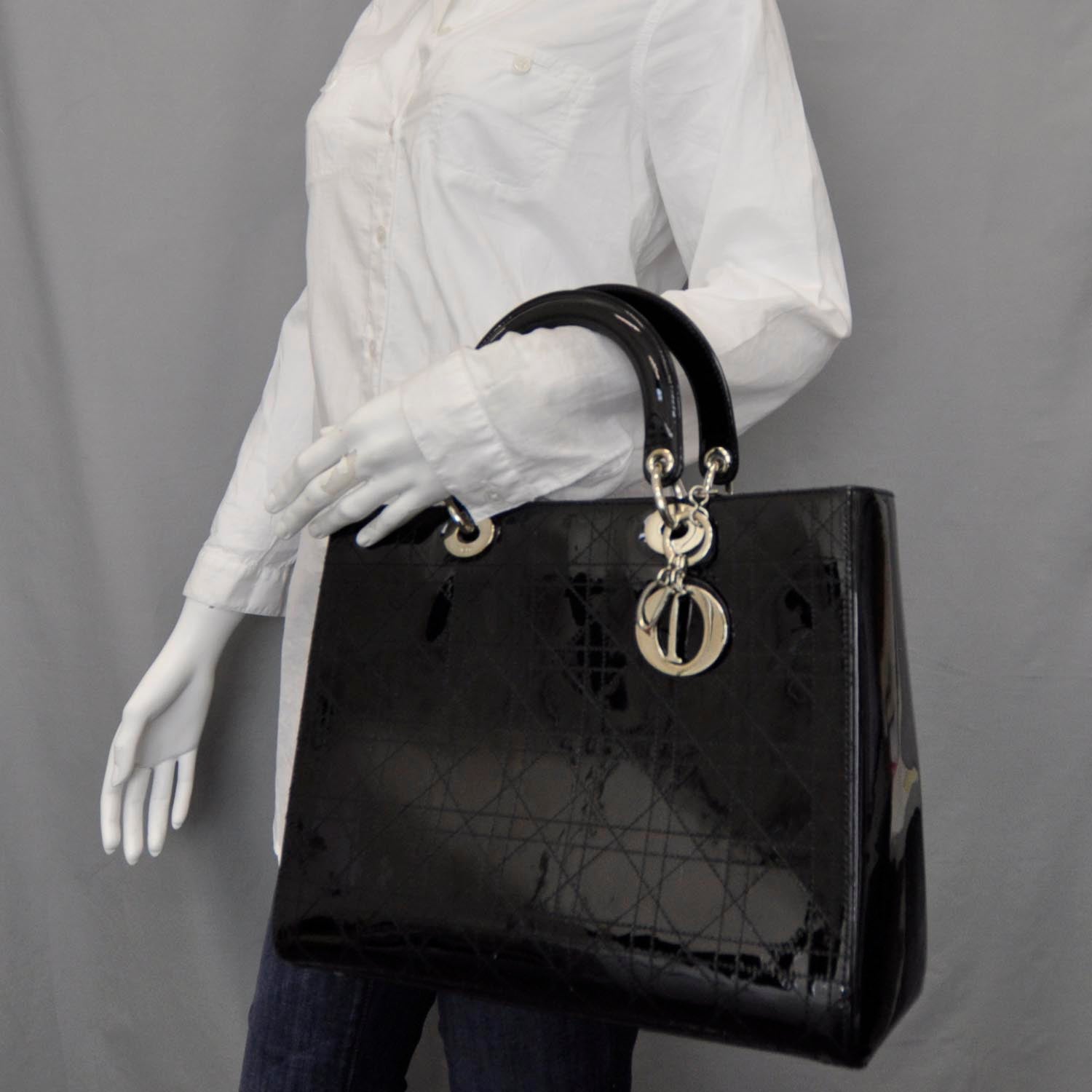 Christian Dior Patent Cannage Large Lady Dior Black 2 of 7