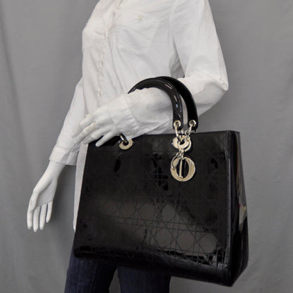 Christian Dior Patent Cannage Large Lady Dior Black 2 of 7