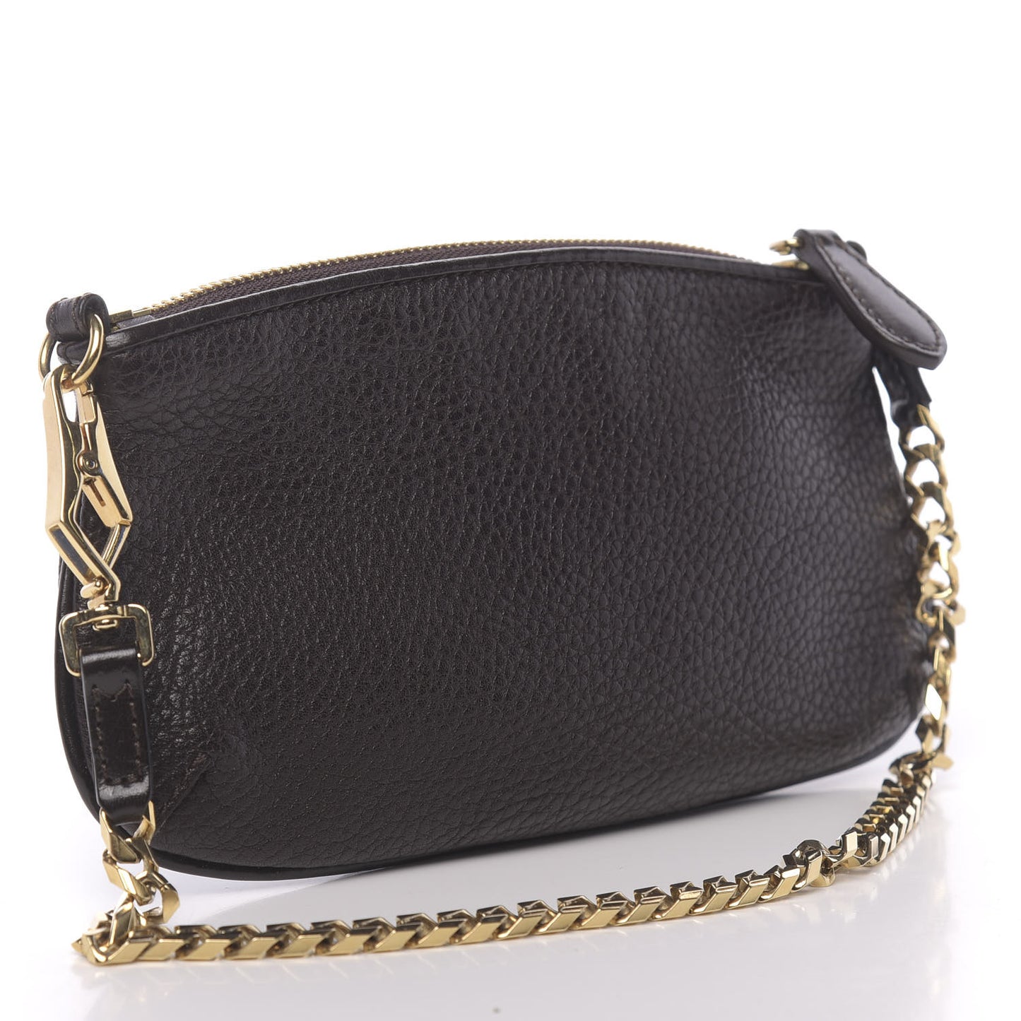 Grainy Calfskin Chain Pochette Dark Brown