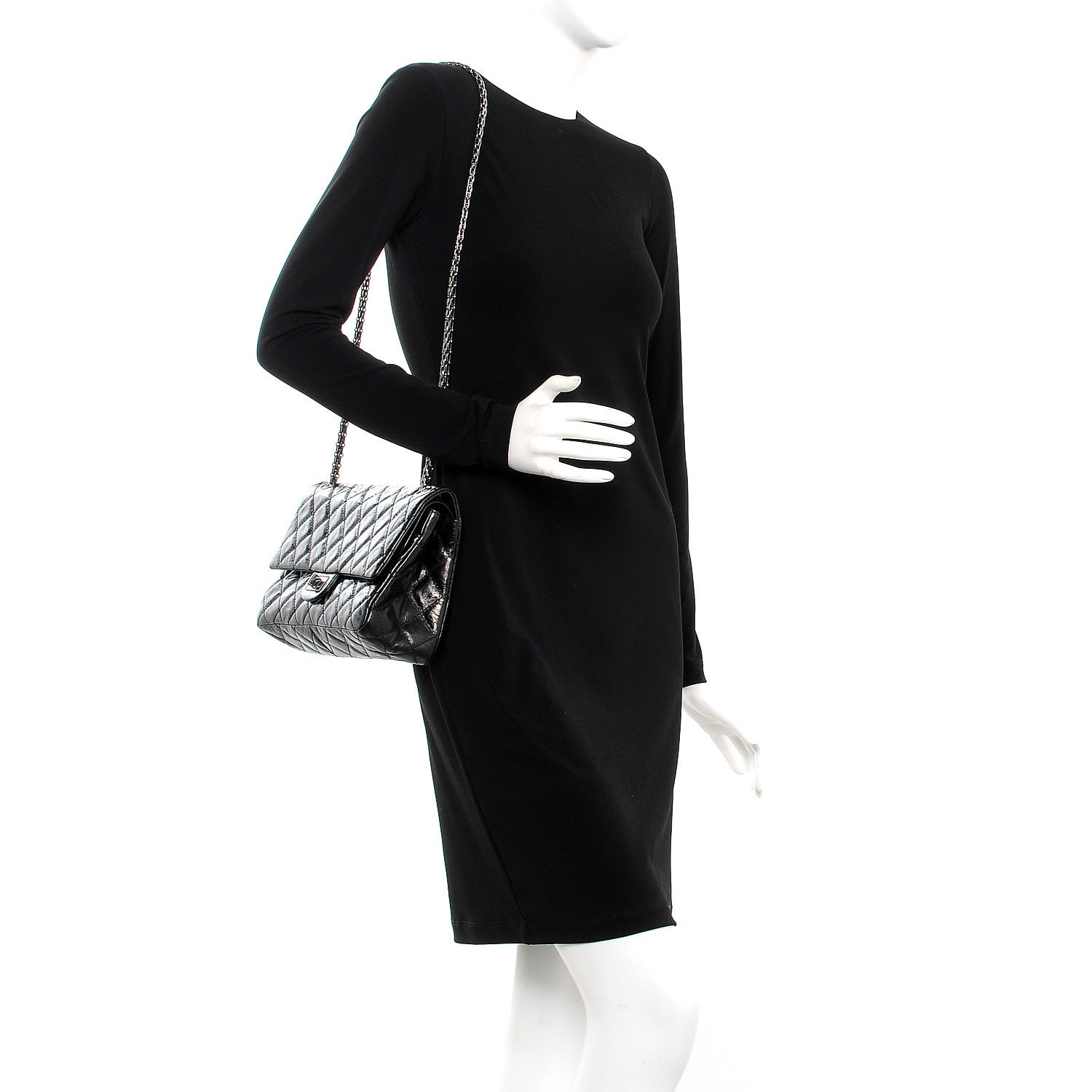 Chanel Metallic Aged Calfskin Quilted 2.55 Reissue 226 Flap Black 2 of 9