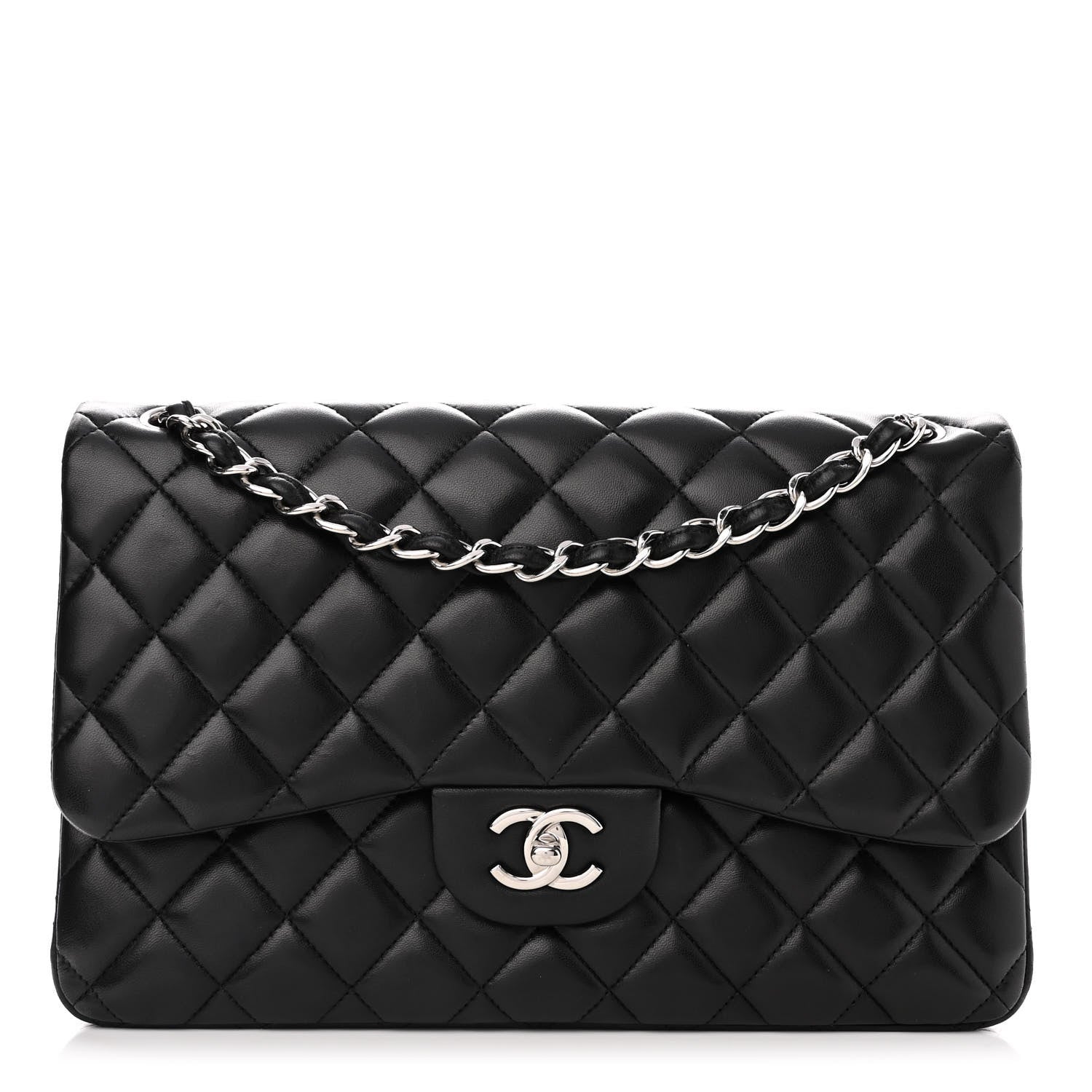Chanel Lambskin Quilted Jumbo Double Flap Black 1 of 14