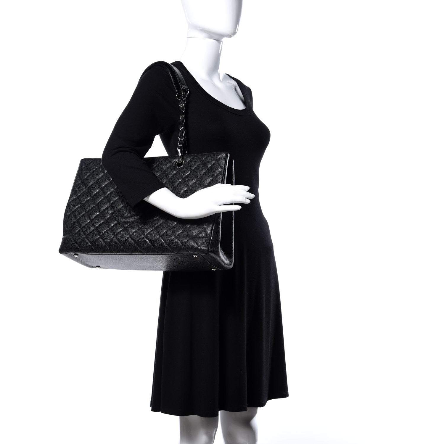 Chanel Caviar Quilted XL Grand Shopping Tote GST Black 2 of 17