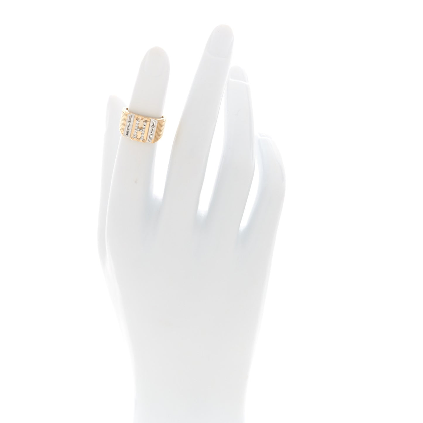 18K Yellow White Gold Diamond Lovestruck Pierced Initial H Ring 44 3