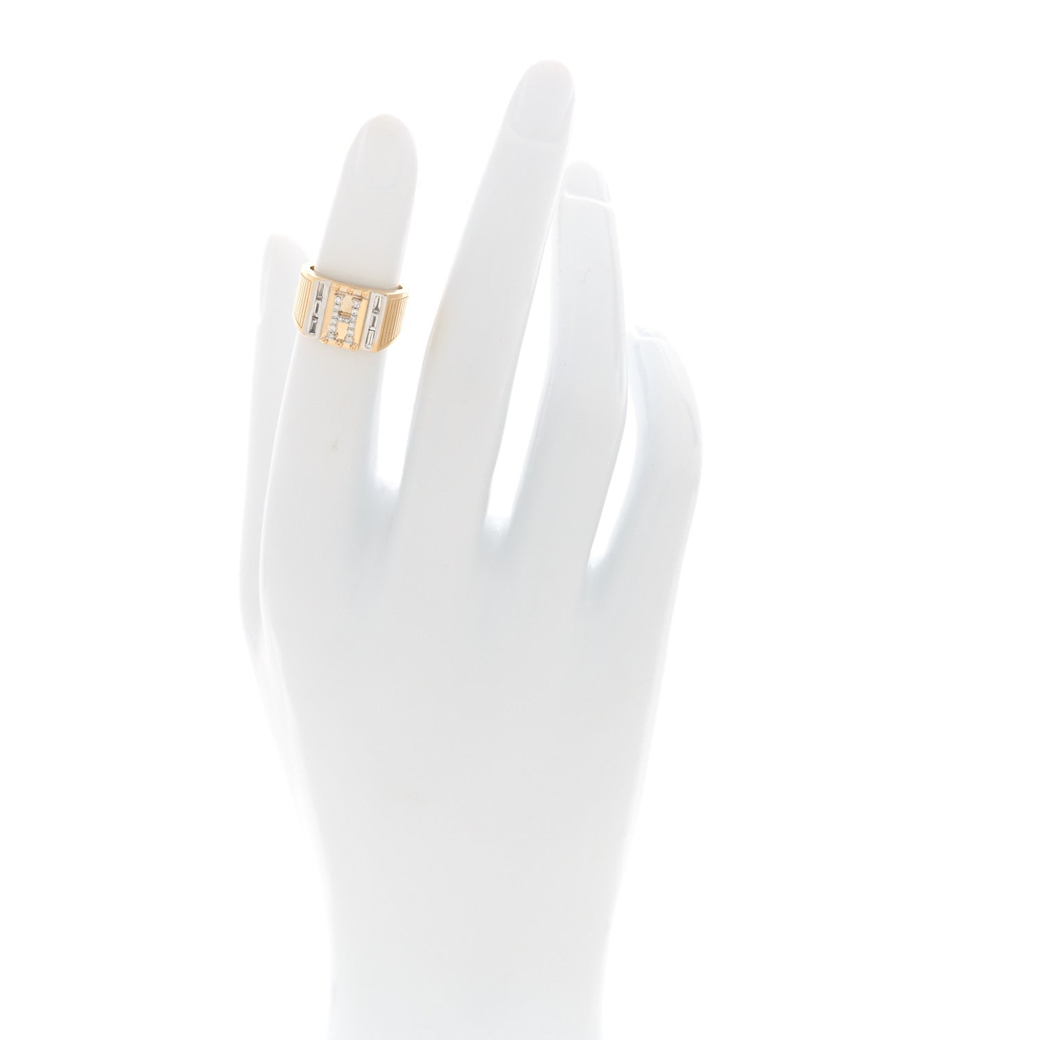Foundrae 18K Yellow White Gold Diamond Lovestruck Pierced Initial H Ring 44 3 2 of 4