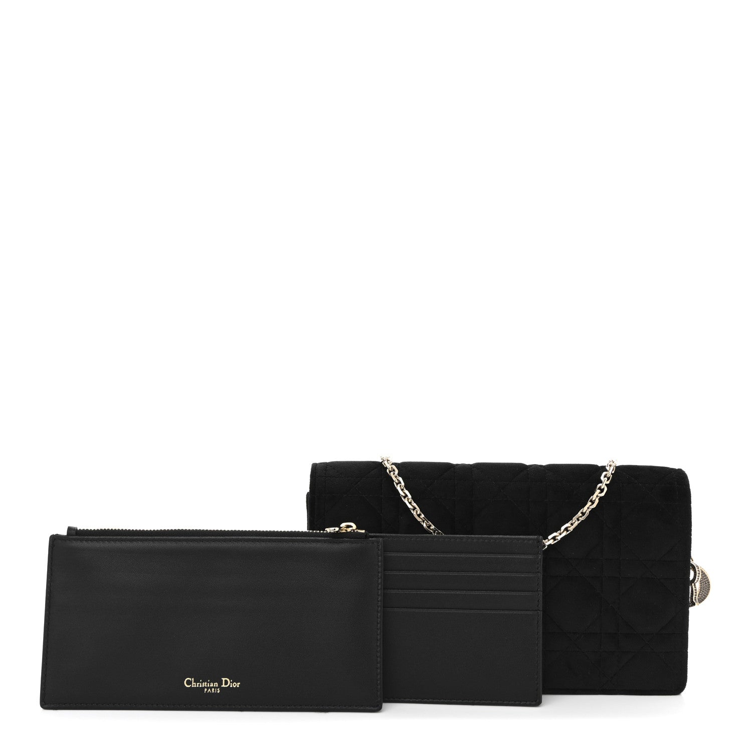 Christian Dior Velvet Cannage Lady Dior Convertible Clutch Black 3 of 12