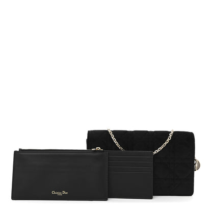 Christian Dior Velvet Cannage Lady Dior Convertible Clutch Black 3 of 12