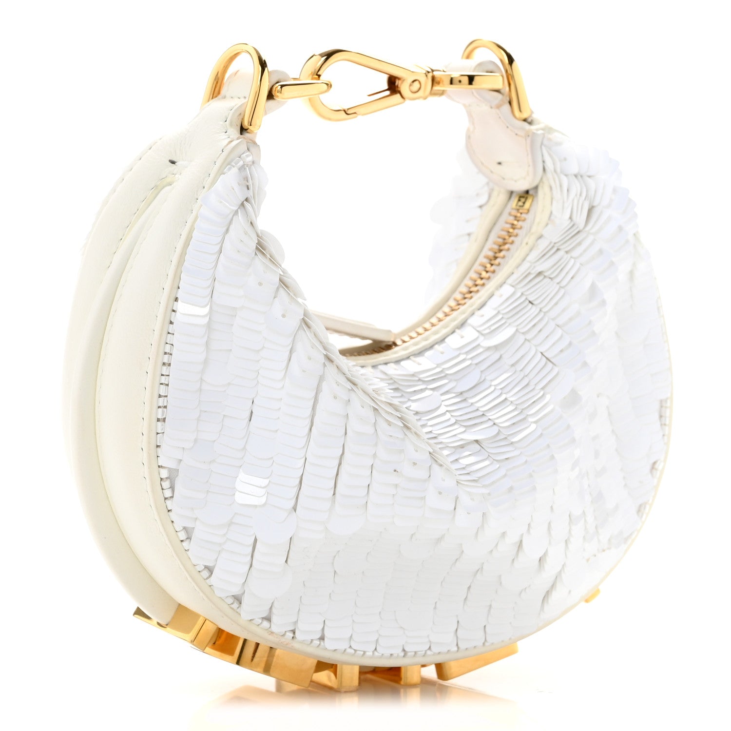 Fendi Sequin Paillettes Shiny Nappa Nano Fendigraphy Hobo Charm Ottico 3 of 14