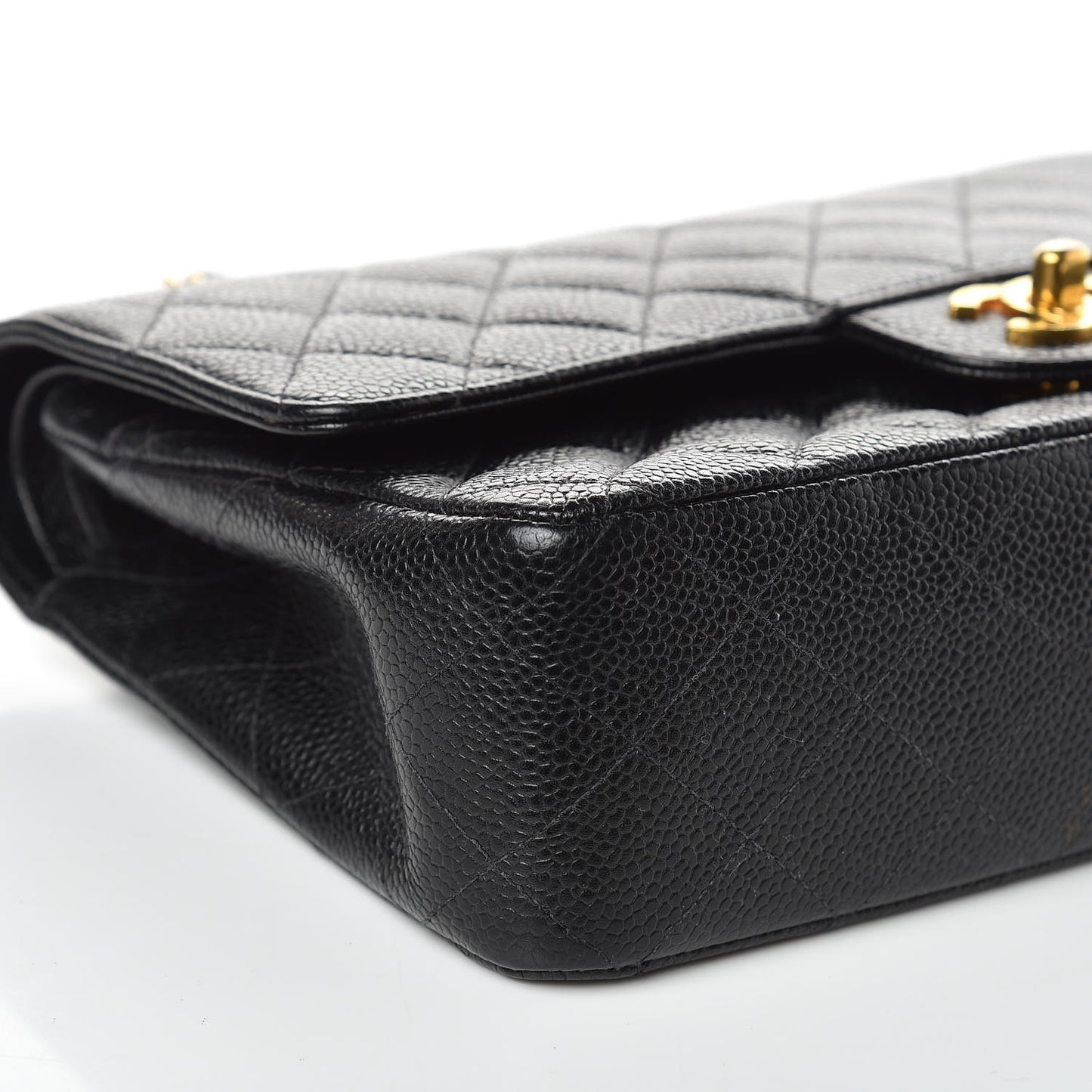 Caviar Quilted Medium Double Flap Black
