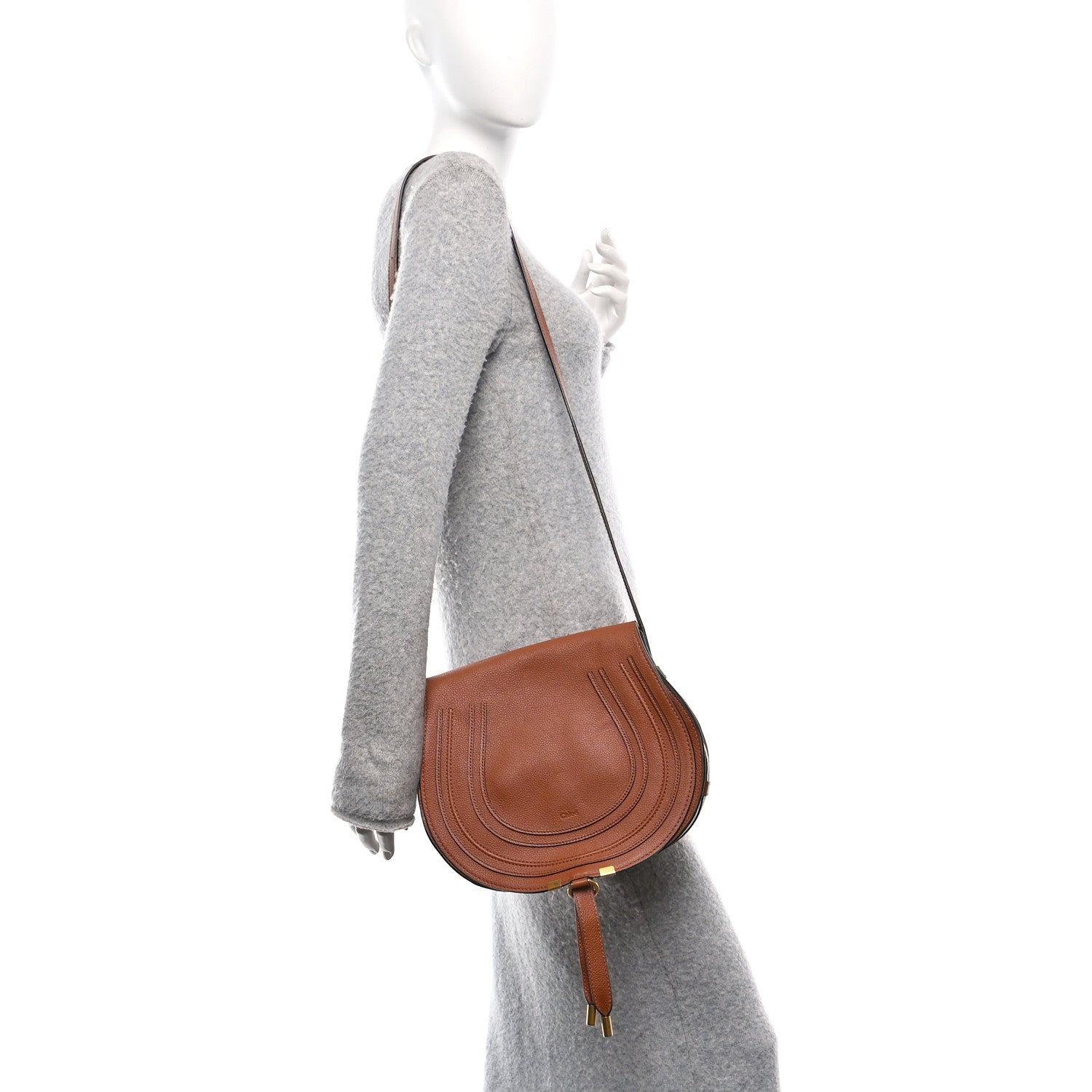 Chloe Calfskin Medium Marcie Round Crossbody Bag Tan 2 of 10